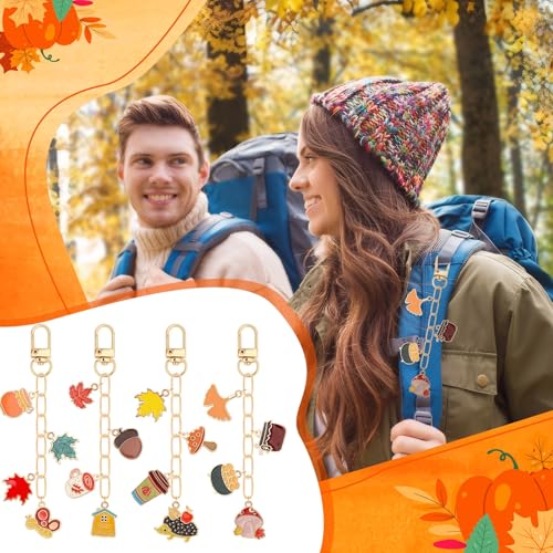 AUGSUN 189Pcs Fall Keychain Making Kit, Autumn Charm Jewelry Chain Making Crafts, 60 Thanksgiving Charms 12 Keychain Clips Hooks 15 Extender Chains 100 Jump Ring and Jewelry Plier for Holiday Gifts - style: Fall