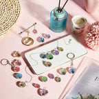 Hicarer 20 Pieces Dried Flower Tree Pendant Plant Pressed Flower Charms Resin Lacework Transparent Glass Beads Round Floating Pendant Mixed Colors for DIY Necklace Bracelet Jewelry Making, 4 Styles