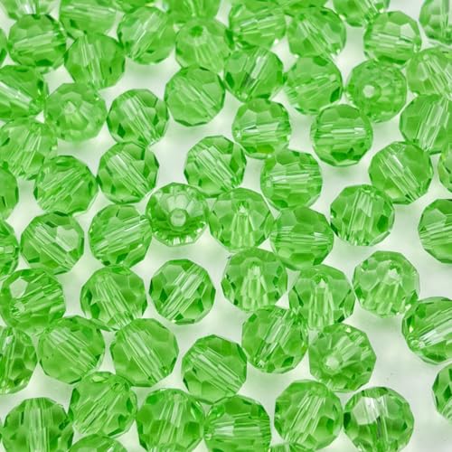 60pcs 10mm Round Crystal Glass Beads for Jewelry Making, Faceted Crystal Glass Spacer Beads for Bracelet Earring Necklace DIY Craft(Light Green) - color: Light Green, size: 10mm