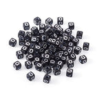 FASHEWELRY 500Pcs Acrylic Cube Letter Beads 5x5x5mm Black Square Letter Q Alphabet Beads for DIY Bracelet Necklace Jewelry Making - color: Letter Q