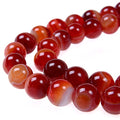 Smooth Round Shape Natural Gemstone Loose Beads for 1 Strand per Bag Approxi 15.5 inch 48-50pcsJewelry Making (12mm, Red Carnelian Stripe Agate) - color: Red Carnelian Stripe Agate, size: 12mm