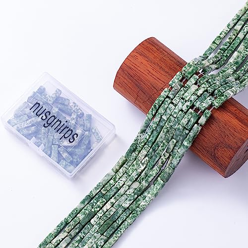 Natural African Jade Rectangle Tube Beads 4x13mm 38cm/str Loose Semi Gemstone Stone Beads for Making Bracelets Necklace Earrings - color: African Jade, size: 4x13mm Rectangle