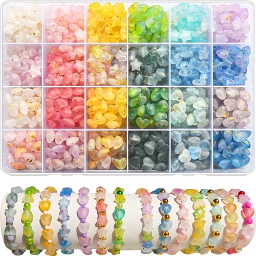 1000Pcs Matte Acrylic Star Beads Hart Beads for Jewelry Making Frosted Gold Foil Acrylic Beads Pastel Beads Colorful Assorted Bead Cute Aesthetic Kawaii Bead for Bracelet DIY Craft Earring Phone Charm - color: Frosted