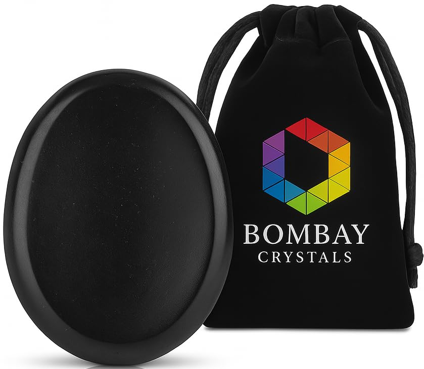Black Tourmaline Worry Stone – Genuine Polished Palm & Thumb Crystal for Stress Relief, Grounding, Root Chakra Support & Travel Mindfulness Gift - color: Black Tourmaline