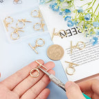 Beebeecraft 10 Sets 18K Gold Plated Toggle Jewelry Clasps Connectors Round Ring Toggle T Bar Clasps Sets for Necklace Bracelet Earring Making, 17x14mm - color: #3