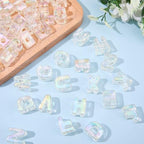 52Pcs A to Z Large Acrylic Letter Beads Rainbow Alphabet Bead with Large Hole Iridescent Opaque Clear AB Initial Alphabet Shaped Loose Spacer for Jewelry Making Keychains Charm Phone Chains - style: Style 4