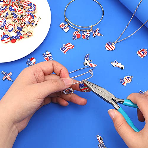 SANNIX 110Pcs Independence Day Charms, Patriotic Charms 4th of July Red White Blue Charm American Flag Charm for Bracelets Necklaces Earrings Making - style: Patriotic Charms