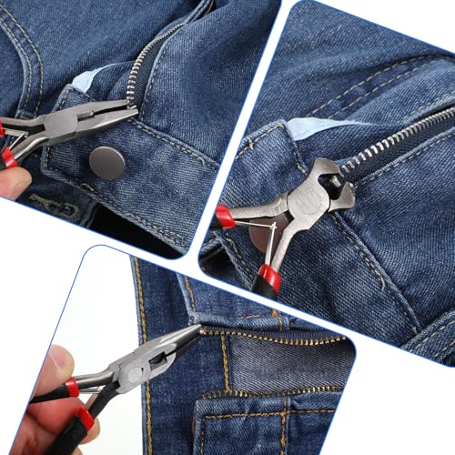 2 Pack Zipper Pliers Zippers Repair Kit Tool, Zipper Install Pliers for Replacement Repair, Stainless Steel Jewelry Plier Fix End Cutting Plier Hand Fix Tool for Stops Repairs