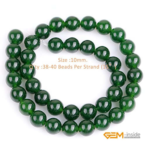 GEM-Inside Natural 10mm Green Taiwan Jade Gemstone Loose Beads Round Crystal Energy Stone Power for Jewelry Making 15" - color: Green Taiwan Jade, size: 10mm