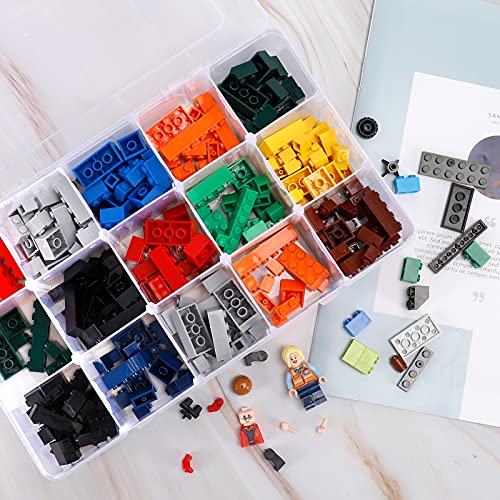 SGHUO 3 Pack 15 Grids Large Plastic Storage Organizer Box,15 Compartments with Dividers for Tackle Box, Beads, Washi Tape, Ribbon, Crafts, Art Supply 10.9X6.5X2.2inch - size: 3pcs