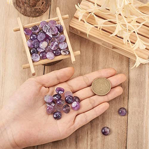 Fashewelry 50Pcs Natural Amethyst Cabochon Stone Half Round Beads 12mm Flat Back Gemstone Chakra Healing Crystal Cover Cabs for Jewelry Making - color: 1-Amethyst, size: 12x5mm