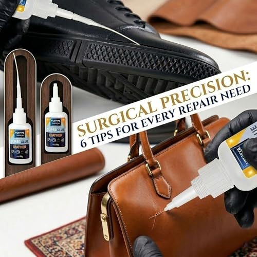 Meuvcol Leather Glue 100g, Fast-Setting Leather Repair Adhesive for Purses, Shoes, Car Seats, Suede & Upholstery, Clear-Drying Strong Bond for Leather, Includes 6 Precision Tips - size: 100g, style: Leather Glue