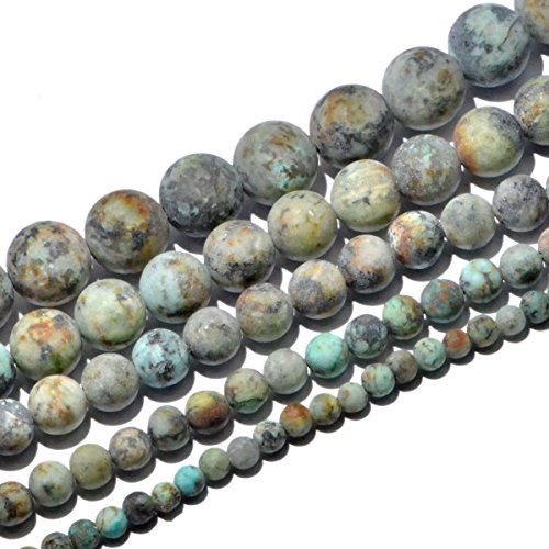 AD Beads Beautiful Natural Matte Gemstone Round Spacer Loose Beads 4-12mm (6mm, 05 Matte African Turquoise) - color: 05 Matte African Turquoise, size: 6mm