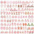 SANNIX 110Pcs/55 Pairs Christmas Charms, Pink Christmas Charm for Jewelry Making, Holiday Xmas Enamel Pendants for DIY Bracelet Necklaces Earrings Craft Supplies - style: Pink Christmas Charms