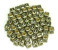 1000pcs Mixed Acrylic Letter/Alphabet “A-Z”Cube Beads for DIY Craft (Gold with Black Letter 7x7x7mm) - color: Gold with Black Letter 7x7x7mm