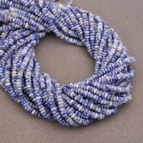 BONNY BOXX 1 Strand (150PCs) Natural 2 * 4mm Blue Dot Rondelle Beads, Natural Abacus Disk Stone Beads Loose Spacer Gemstone for DIY Bracelet Necklace Jewelry Making - color: Blue Dot, size: 2*4MM