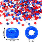 UPINS 1200Pcs Red White Blue Pony Beads, 1200Pcs Independent Day Patriotic Beads 4th of July Pony Beads for Jewelry Making Crafts DIY Necklace Bracelets Hair Beads - color: Red White Blue