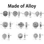 DanLingJewelry 100Pcs 10 Styles Antique Silver Flat Round Beads with Flower & Star Pattern Tibetan Round Beads for DIY Jewelry Craft Making - color: 100pcs - round - 10 styles