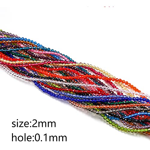 2mm Quartz Crystal Round Beads Faceted Glass Beads Loose Spacer Beads for DIY Bracelet Jewelry Making Supplies Accessories (Rose) - color: Rose