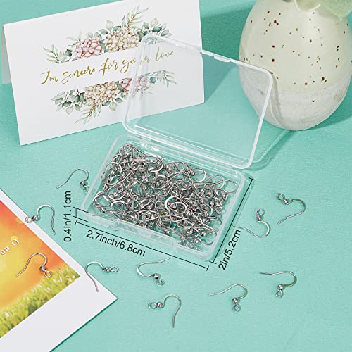 SUNNYCLUE 1 Box 100Pcs 304 Stainless Steel Earring Hooks Fish Hook Earring Wires Silver Earring Findings Ball Dot Earwires French Ear Hooks for jewellery Making Women Adults DIY Dangle Earrings Crafts - color: 100pcs 304 Stainless Steel Earring Hooks