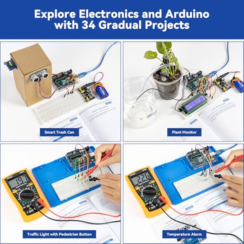 SunFounder Inventor Lab Starter Kit with Original Arduino Uno R3 REV3 Multimeter 34 Projects 40+Video Courses RAB Breadboard Holder Battery, RoHS Compliant, for Beginners & Engineers
