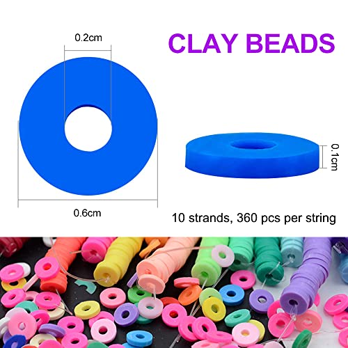 3600 PCS 10 Strands Polymer Clay Beads for Jewelry Making, Vinyl Heishi Beads 6mm for Surfer Bracelets Necklace Making (Brown) - color: Brown