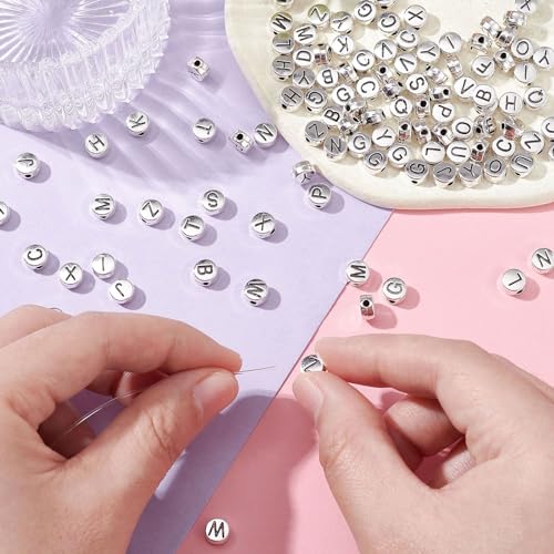 DanLingJewelry 200Pcs Antique Silver Round Letter Beads - Alphabet & Initial Letter Beads for Jewelry Craft Making - color: 200pcs - alphabet - random