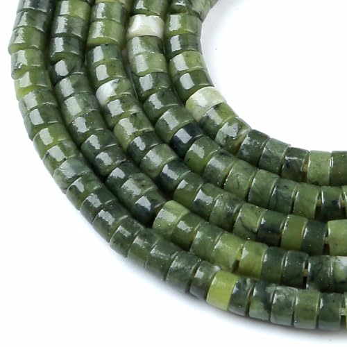 2x4MM 150PCS Chinese Green Jade Tube Cylinder Rondelle Abacus Disk Spacer Loose Beads for Jewelry Making - color: Chinese Green Jade, size: 2x4mm cylindrical