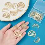 BENECREAT 16Pcs 2 Style Hollow Brass Pendants, Golden Half Round Charm for DIY Craft Jewelry Pendants Making, Hole: 1.2~1.4mm, 8pcs/Style - color: Golden Half Round