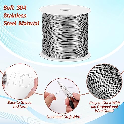 cridoz 26 Gauge Stainless Steel Wire for Jewelry Making, Baling Wire for Wrapping, Craft and Jewelry Making - size: 26 Gauge