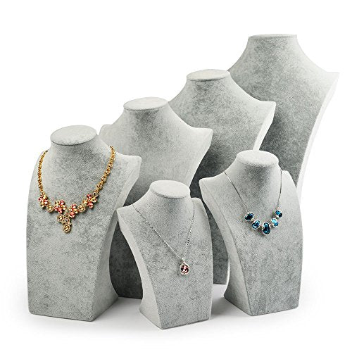Oirlv Velvet 3-Dimensional Jewelry Stand Necklace Pendant Chain Jewelry Bust Display Holder (H15.16) - size: H15.16"