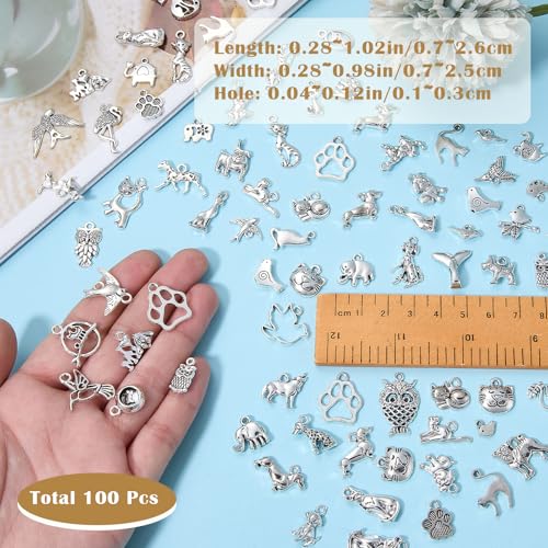 Charms for Jewelry Making Bulk Antique Silver Tibetan Alloy Pendants Love Word for Earring Bracelet Necklace - style: Animal