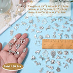 Charms for Jewelry Making Bulk Antique Silver Tibetan Alloy Pendants Love Word for Earring Bracelet Necklace - style: Animal