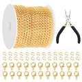 Glarks 102Pcs 30 Feet Jewelry Chains Set Gold Cable Link Chains Link Rolls Bulk Twisted Links Chain Necklace Jewelry Making Chains with Lobster Clasps and Jump Rings for Necklace Jewelry Making - color: Gold