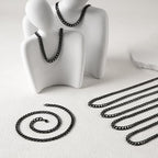 10PCS 16inch Stainless Steel Miami Cuban Chains Necklaces Hip Hop Punk Black Necklace Bulk Jewelry for Men and Women - color: Black 16", size: 1.8mm
