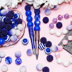 48 Pcs 20mm Beads for Pens Bubblegum Bead Blue Crystal Acrylic Round Chunky Beads Sparkly Large Balls Bead for Pen Beadable Keychain Bracelet Necklace DIY Jewelry Making Supplies - color: Blue Color