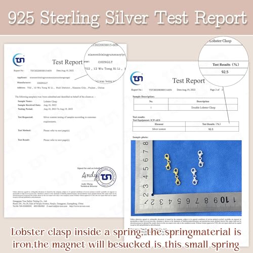 OHINGLT Double Lobster Claw Clasps 925 Sterling Silver Necklace Extender, Double End Design Necklace Clasps and Closures, Bracelet Connector Suitable for Jewelry Making - color: 2PCS 14K Gold Plated 925 Sterling Silver
