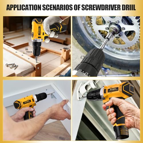 Sundpey Home Tool Kit with Drill - 166-Piece General Basic Home Repair Tool Set with 12V Cordless Power Drill & Battery & Charger & Portable Tool Box for Garden Office House Apartment Repair Men Women