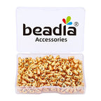 BEADIA 18K Gold Plated Bullet Earring Backstops 5x5mm 200pcs for Replacement DIY Jewelry Making Findings - size: Bullet Backstops 5x5mm