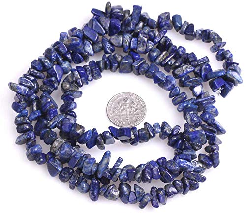 HAAMIIQII 5-8mm Natural Blue Lapis Lazuli Chips Beads Irregular Chip Stones Loose Gemstone Beads for Jewelry Making Strand 30 Inch - color: Lapis Lazuli