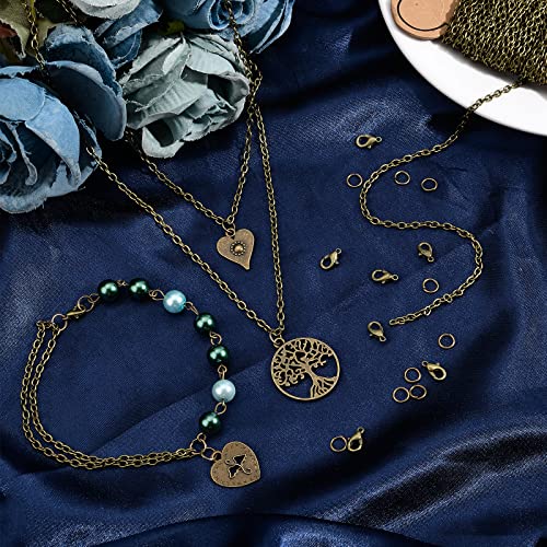 SUNNYCLUE DIY 33 Feet Antique Bronze Curb Cable Chain Link Necklace Width 4mm with 30 Brass Lobster Claw Clasps, 100 Brass Jump Rings Antique Bronze Jewelry Chain for Jewelry Bracelet Necklace Making - color: Curb Cable Chain 4mm