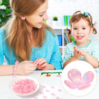 100pcs Cherry Blossom Beads, 5-Petal Acrylic Flower Beads, Mini Spacer Hair Accessories Halloween Christmas for Bracelets Earring Jewelry Making- Pink - color: Pink