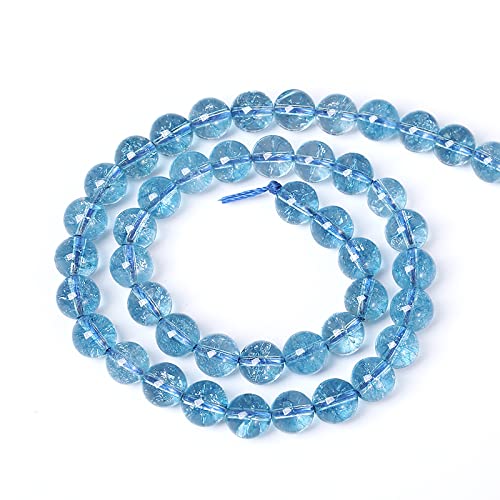 10mm 38pcs Blue Topaz Crystal Quartz Natural Stone Round Loose Beads for Jewelry Making DIY Bracelet Necklace Earrings - color: Blue Crystal, size: 10mm