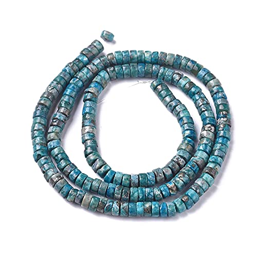 Craftdady 354pcs Heishi Coin Natural African Pyrite Gemstone Beads Flat Round Disc Energy Healing Crystal Stone Loose Beads 4mm for Jewelry Bracelet Necklace Earring, Dark Cyan - color: African Pyrite, Dark Cyan, size: 4mm