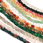 Natural Stones Beads, Square Faceted Beading Malachite Gemstone Loose Beads for Jewelry Making 7.9 inches 2 Strands - color: malachite
