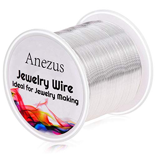 22 Gauge Jewelry Wire, Anezus Craft Wire Tarnish Resistant Copper Beading Wire for Jewelry Making Supplies and Crafting (Silver, 49 Yards/45 Meters) - color: Silver