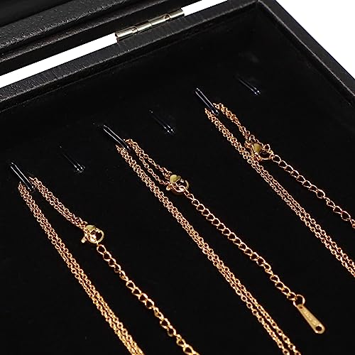 Wudygirl Necklace Organizer 20 Hooks Jewelry Organizer Jewelry Display Stackable Glass Top Lockable Black Velvet Boxes(Necklace Tray) - style: Necklace Tray
