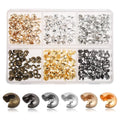 300 Pcs Crimp Beads for Jewelry Making, 4mm Multi-Color Alloy Crimp Bead Knot Covers, Semicircular Bead Crimps Tubes for DIY Bracelet Necklace Jewelry Supplies