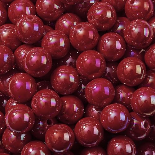 16mm Acrylic Bead 100pcs AB Red Color Acrylic Bead Chunk Bubblegum Beads for DIY Crafting Necklace Bracelet Jewelry Making Keychain (red) - color: red