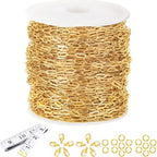 16 Ft Stainless Steel Paperclip Chain for Jewelry Making, 4.5mm Width Gold Plated Paper Clip Link Chains Roll for DIY Necklace Bracelet Jewelry Making Supplies with Lobster Clasps Soft Tape Measure - color: Paperclip 4.5mm Gold
